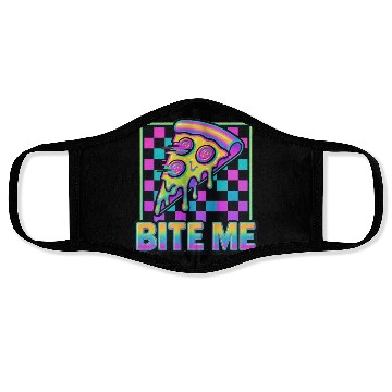 Discover Bite Me – Y2K Glitch Pizza Neon Face Masks