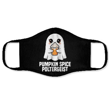 Discover PUMPKIN SPICE POLTERGEIST - GHOST HALLOWEEN Face Masks