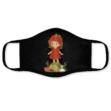 Discover Cute Raspberry Girl Illustration Face Masks
