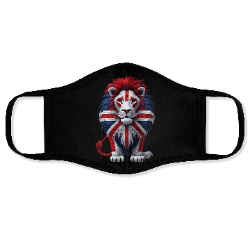 Discover British Lion with Union Jack Flag Graphic Design Face Masks
