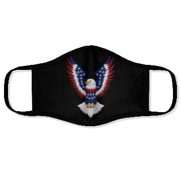 Discover American Bald Eagle with USA Flag Wing Art Design Face Masks
