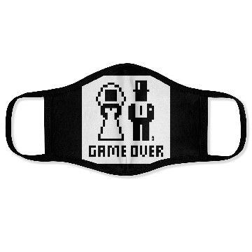 Discover Game Over (Wedding Stag Party Night, Pixel, NEG W) Face Masks