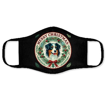 Discover Merry Christmas Australian Shepherd Face Masks
