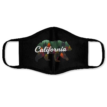 Discover California Bear Forest Scene Face Masks