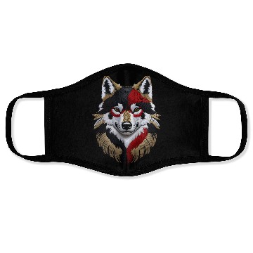 Discover German Wolf Head in Black Red and Gold Face Masks