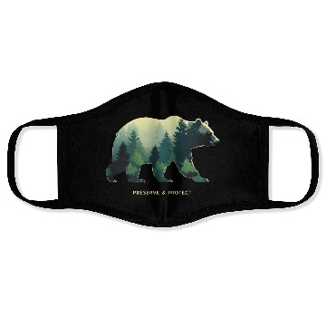 Discover Forest Bear Nature Illustration Face Masks