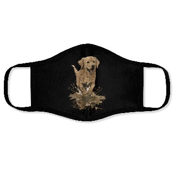Discover Joyful Golden Retriever Splash Design Face Masks