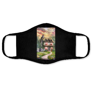 Discover Fairy Tale Cottage in Sunrise Light Face Masks