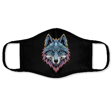 Discover Geometric Wolf Head – Bold Polygon Animal Design Face Masks
