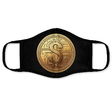 Discover Golden Bitcoin Design Face Masks