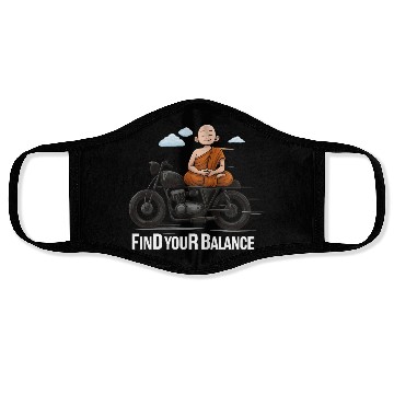 Discover Meditative Monk on Motorcycle Design Face Masks