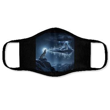 Discover Mystic Mountain Wolf Sound Wave Face Masks
