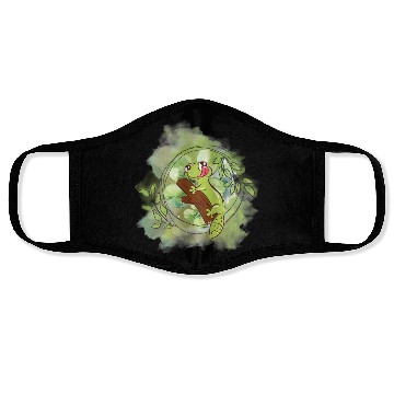 Discover Whimsical Frog on Branch Illustration Face Masks