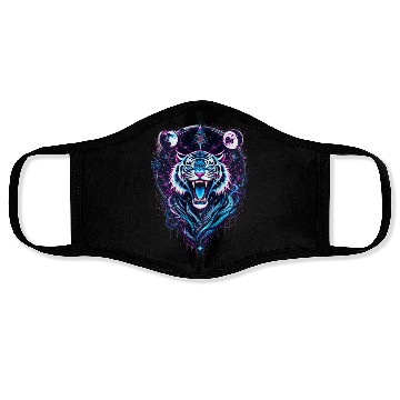Discover Neon Tribal Tiger Cosmos Design Face Masks