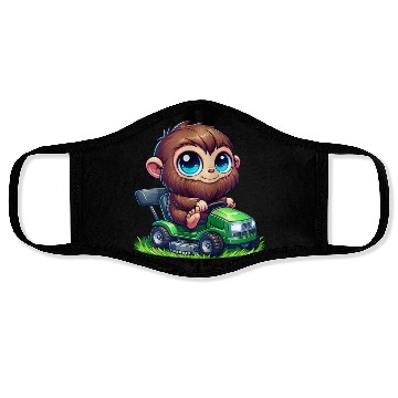 Discover Cute Bigfoot Sasquatch lawn mower gardening chibi Face Masks