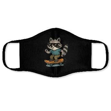 Discover Cool Raccoon on Skateboard Face Masks