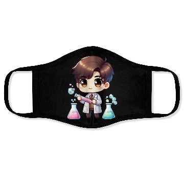 Discover Cute Scientist Chibi Illustration Face Masks