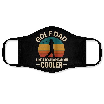 Discover Golf Dad Sunset Silhouette Design Face Masks