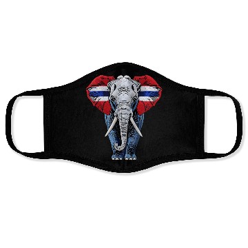 Discover Thailand Elephant Red White Blue National Flag Cul Face Masks