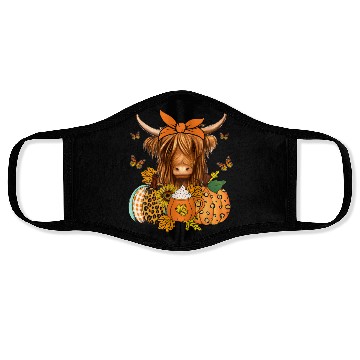 Discover Autumn Highland Cattle with Fall Decor Face Masks