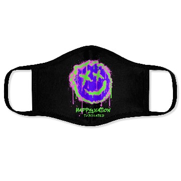 Discover Neon Graffiti Smile Face Design Face Masks