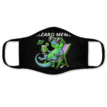 Discover Lizard Meme Lounge Scene Face Masks