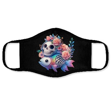 Discover Whimsical Skull and Fish Floral Fusion Face Masks