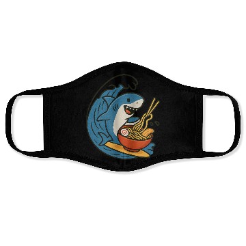 Discover Playful Shark Enjoying Ramen Face Masks