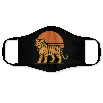 Discover Sunset Tiger Illustration Face Masks