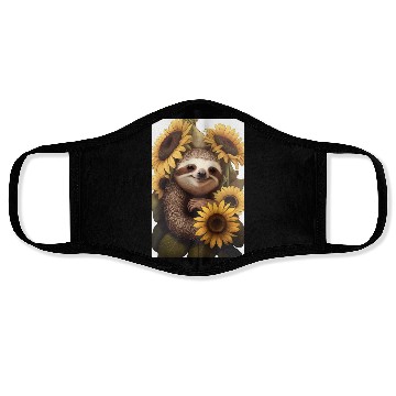 Discover Sunflower Sloth Embrace Face Masks Design