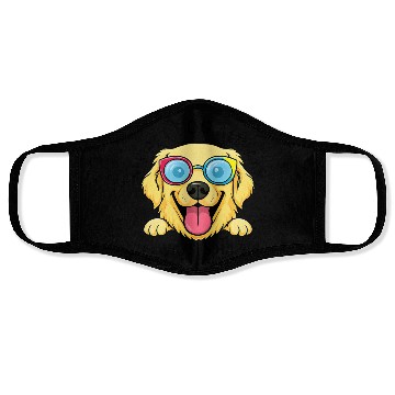 Discover Joyful Dog with Sunglasses Illustration Face Masks