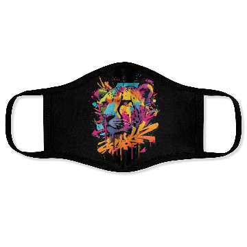 Discover Vivid Graffiti Cheetah Art Face Masks