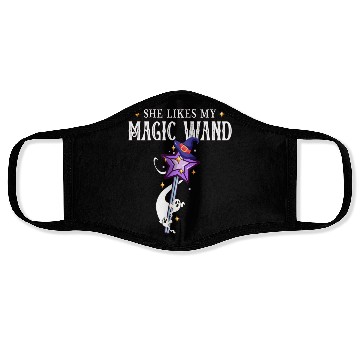 Discover Magical Wand with Witch Hat Illustration Face Masks