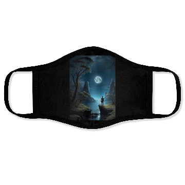 Discover Lunar Night Cliff Landscape Face Masks