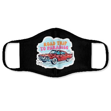 Discover Vintage Classic Car Road Trip Design Face Masks