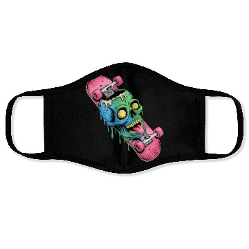 Discover Neon Dripping Skull Skateboard Art Face Masks