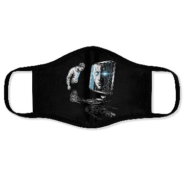 Discover Futuristic AI Cyber Face Illustration Face Masks