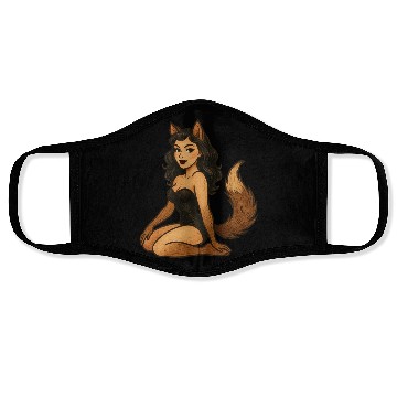 Discover Enchanted Wolf Girl Illustration Face Masks