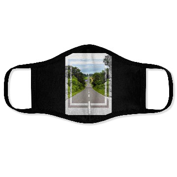 Discover Serene Country Road Scenic Print Face Masks