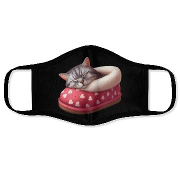 Discover Cozy Cat in Heartbed Design Face Masks