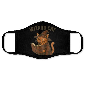 Discover Wizard Cat with Magic Book Design Face Masks