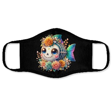 Discover Whimsical Skeleton Fish with Floral Crown Face Masks