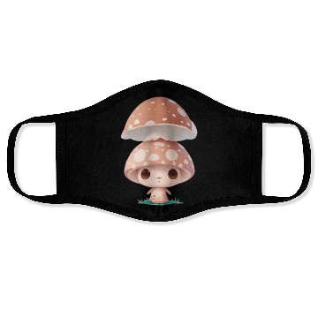 Discover Cute Mushroom Character Illustration Face Masks