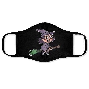 Discover Whimsical Witch on a Broomstick Face Masks