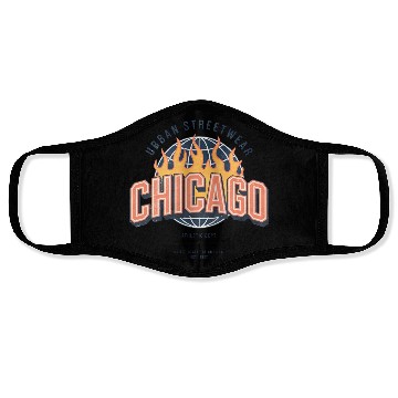 Discover Chicago Urban Flame Logo Design Face Masks