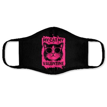 Discover my cat my valentine Face Masks