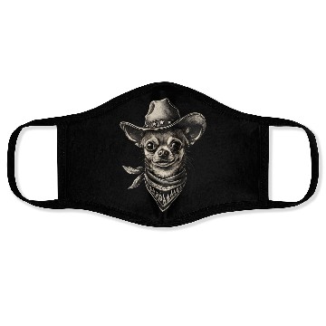 Discover Western Chihuahua Cowboy Design Face Masks