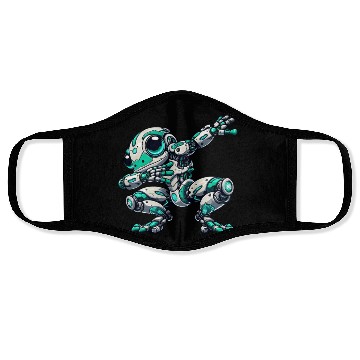 Discover Cool frog cartoon robot cyborg astronaut dabbing Face Masks