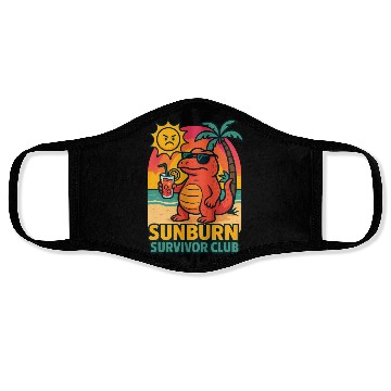 Discover Sunburn Survivor Club Cartoon Design, Summer Face Masks