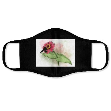 Discover Wildflower and Bumblebee Illustration Face Masks